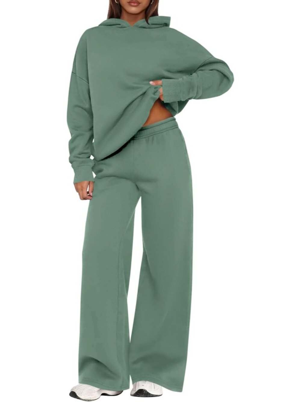 Women's Sweatsuits 2 Piece Sets Green Casual Long Sleeve Sweatpants Fall